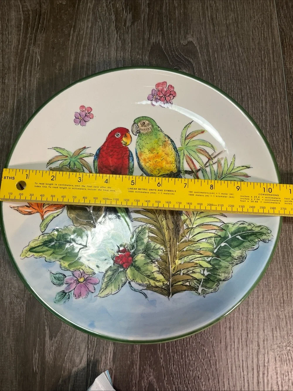 Plate- Tropical Parrot Decorative Plate with 2 parrots Birds